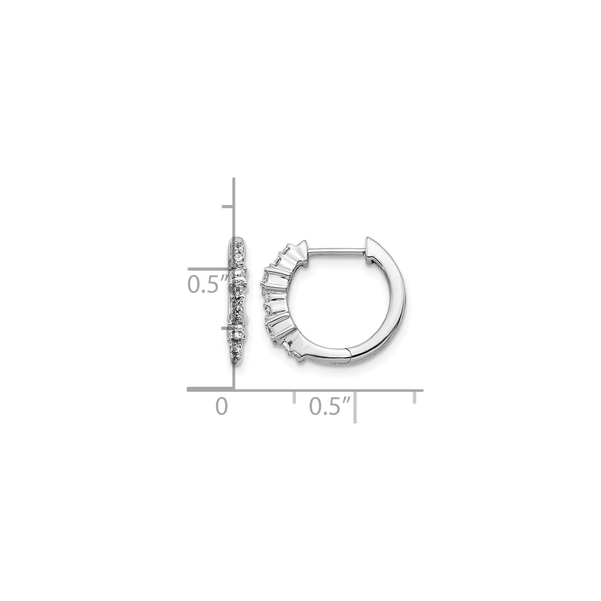 14k White Gold Hoop Earrings with Diamonds, Shared Prong Setting, Modern Design