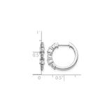 14k White Gold Hoop Earrings with Round and Baguette Diamonds, Polished Formal Style