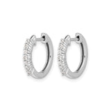 10k White Gold Hoop Earrings with Diamond Accents, Polished Modern Design for Women