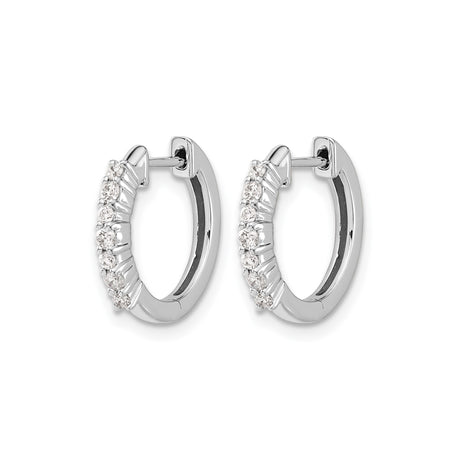 10k White Gold Hoop Earrings with Diamond Accents, Polished Modern Design for Women