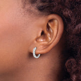 10k White Gold Hoop Earrings with Diamond Accents, Polished Modern Design for Women