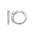 10k White Gold Hoop Earrings with Diamond Accents, Polished Modern Design for Women