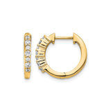 10k Yellow Gold Hoop Earrings with Channel Set Cubic Zirconia and Textured Edge