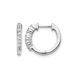 14k White Gold Hoop Earrings with Round Cut Diamonds in Channel Setting