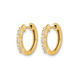14k Yellow Gold Hoop Earrings with Diamond Accents, Polished Huggie Style for Women