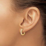 14k Yellow Gold Hoop Earrings with Diamond Accents, Polished Huggie Style for Women
