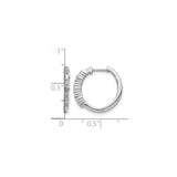 14k White Gold Hoop Earrings with Round Cut Diamonds, Diamond-Cut Front Facing Design for Women