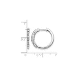 14k White Gold Huggie Hoop Earrings with Round Cut Diamonds, Polished Finish, Hinged Closure