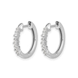 14k White Gold Diamond Hoop Earrings with Prong Set Stones, Lightweight Round Style