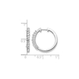 14k White Gold Diamond Hoop Earrings with Round Cut Prong Set Diamonds, Classic Design