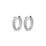 10k White Gold Huggie Hoop Earrings with Diamonds, Polished Finish, Minimalist Style