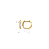 10k Yellow Gold Hoop Earrings with Cubic Zirconia, Channel Set, Polished Lightweight Design