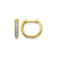 10k Yellow Gold Hoop Earrings with Cubic Zirconia, Channel Set, Polished Lightweight Design