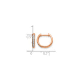 14k Rose Gold Hoop Earrings with Channel Set Round Cut Diamonds, Modern Minimalist Style