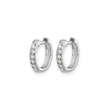 14k White Gold Diamond Huggie Hoop Earrings, Modern Sleek Minimalist Design for Women