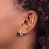 10k White Gold Hoop Earrings with Round-Cut Clear Stones in Channel Setting, Small Accent Hoops