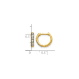 10k Yellow Gold Huggie Hoop Earrings with White Round Cut Diamonds, Classic Channel Set Design