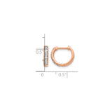 14k Rose Gold Diamond Huggie Hoop Earrings, Channel Set, High Polish, Hinged Closure