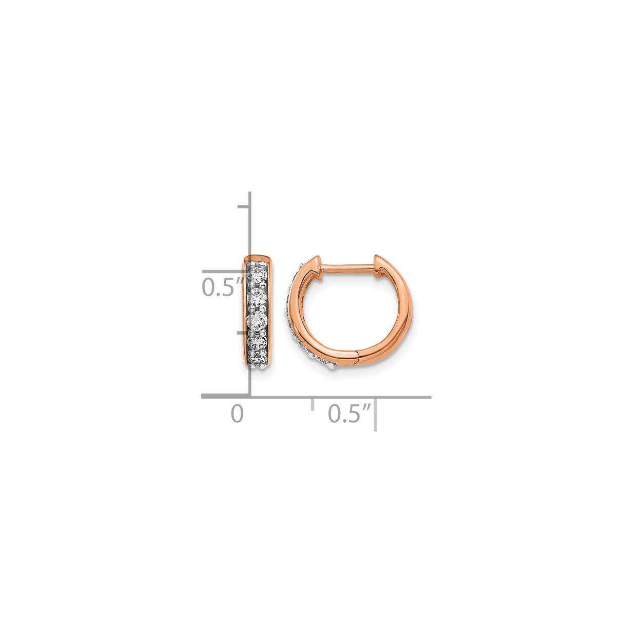 14k Rose Gold Huggie Earrings with Round Cut Diamonds in Channel Setting