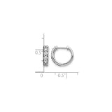 10k White Gold Hoop Earrings with Round Clear Gemstones, Channel Set Huggie Style