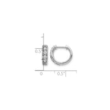 14k White Gold Hoop Earrings with Round Cut Cubic Zirconia, Channel Setting, Hinged Closure