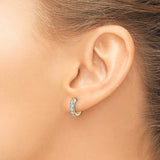 14k Yellow Gold Hoop Earrings with Round-Cut Diamonds in Channel Setting