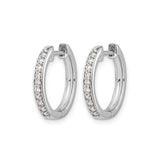 10k White Gold Huggie Hoop Earrings with Clear Stones in Channel Setting, Minimalist Design for Women