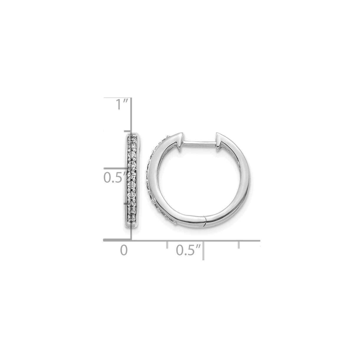 10k White Gold Huggie Hoop Earrings with Clear Stones in Channel Setting, Minimalist Design for Women