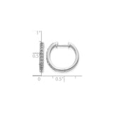 10k White Gold Huggie Hoop Earrings with Clear Stones in Channel Setting, Minimalist Design for Women