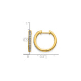 10k Yellow Gold Hoop Earrings with Round White Stones, Channel Set Classic Minimalist Style