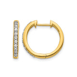 10k Yellow Gold Hoop Earrings with Round White Stones, Channel Set Classic Minimalist Style