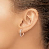 14k Rose Gold Huggie Earrings with Diamond, Petite Round Hoops, Modern Lightweight Design for Women