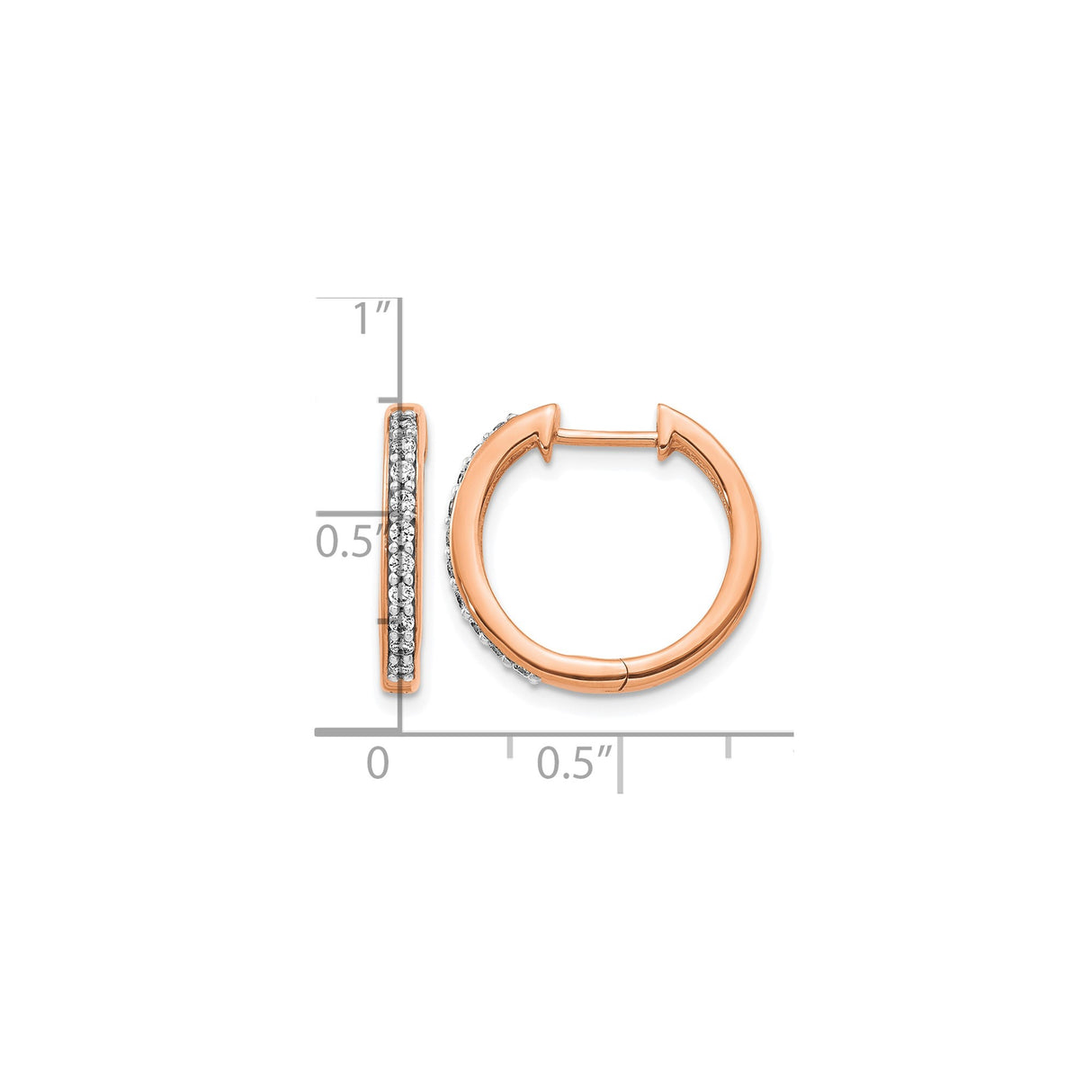 14k Rose Gold Huggie Earrings with Diamond, Petite Round Hoops, Modern Lightweight Design for Women