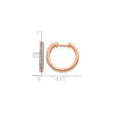 14k Rose Gold Huggie Earrings with Diamond, Petite Round Hoops, Modern Lightweight Design for Women