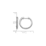 14k White Gold Huggie Hoop Earrings with Round Cut Diamonds, Sleek Polished Design for Women