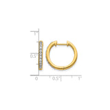14k Yellow Gold Hoop Earrings with Round Cut Diamond in Channel Setting, Polished Finish