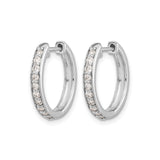 10k White Gold Hoop Earrings with Round Cut Cubic Zirconia, Channel Set, Polished Finish