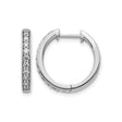 14k White Gold Huggie Hoop Earrings with Round Diamond, Minimalist Style for Women