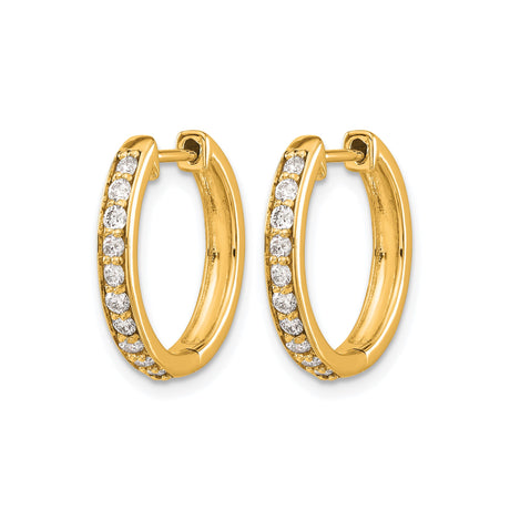 14k Yellow Gold Hoop Earrings with Round Cut Cubic Zirconia, Channel Set Huggie Style