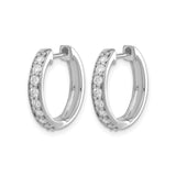 10k White Gold Hoop Earrings with Round Cut Cubic Zirconia, Modern Minimalist Style