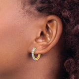 10k Yellow Gold Hoop Earrings with Round White Diamonds, Channel Set Huggie Style