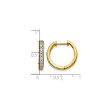 10k Yellow Gold Hoop Earrings with Round White Diamonds, Channel Set Huggie Style