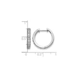 14k White Gold Hoop Earrings with Round Cut Diamonds in Channel Setting