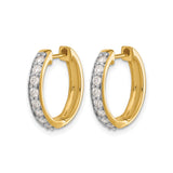 14k Yellow Gold Hoop Earrings with Diamond Accents, Channel Set Round Cut Stones