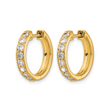 10k Yellow Gold Hoop Earrings with Round Cut White Stones in Channel Set Design