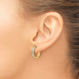 10k Yellow Gold Hoop Earrings with Round Cut White Stones in Channel Set Design