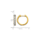 10k Yellow Gold Hoop Earrings with Round Cut White Stones in Channel Set Design