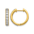 10k Yellow Gold Hoop Earrings with Round Cut White Stones in Channel Set Design