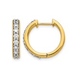 10k Yellow Gold Hoop Earrings with Round Cut White Stones in Channel Set Design