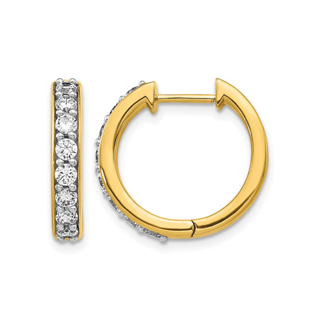 10k Yellow Gold Hoop Earrings with Round Cut White Stones in Channel Set Design